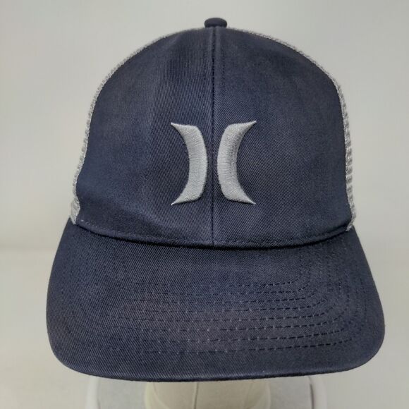 Hurley Snapback Mesh Back Trucker Hat Blue One Size Embroidered Logo - Picture 2 of 6